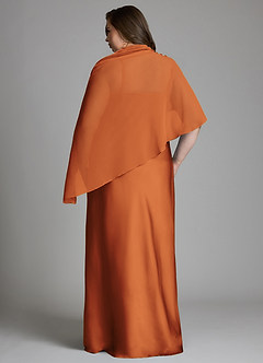 Azazie Jaleesa Bridesmaid Dresses Cinnamon Sheath High Neck Stretch Satin Dress image12