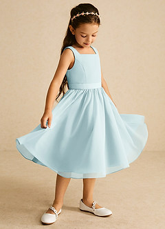 Azazie Ari Flower Girl Dresses Mist A-Line Sleeveless Chiffon Dress image1