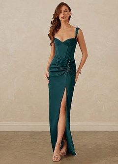 Christian Siriano Bridal for Azazie 1017 Brautjungfernkleider Etui Herzausschnitt Stretch-Satin Kleid Kiefer image1