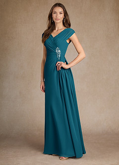 Azazie Bronson Mother of the Bride Dresses Ink Blue A-Line Pleated Chiffon Dress image4
