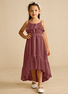 Azazie Karmen Flower Girl Dresses Amethyst A-Line Ruched Chiffon Dress image5