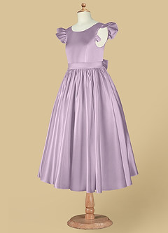 Azazie Violeta vestidos de niña de las flores Vestido de Lila Esmerilada de Satin Mate de Princesa con Lazo image12