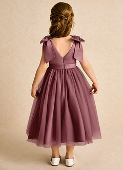 Azazie Serene Flower Girl Dresses Desert Rose Ball-Gown Bow Matte Satin Dress image6