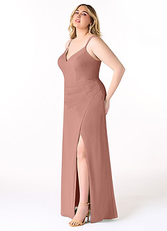 Azazie Leo Bridesmaid Dresses Cedar Rose Mermaid V-Neck Pleated Chiffon Dress image9