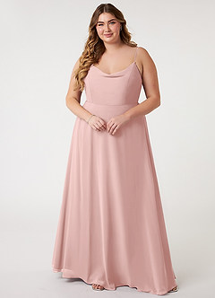 Azazie Daenerys Bridesmaid Dresses Powder Pink A-Line Cowl Chiffon Dress image8