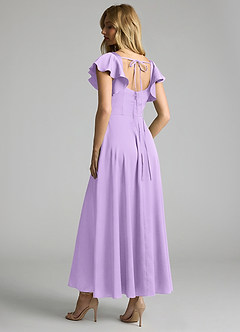 Azazie Bondi Final Sale Lilac A-Line Ruched Stretch Satin Dress image2