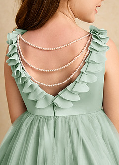 Azazie Lorita Flower Girl Dresses Agave A-Line Beaded Tulle Dress image8