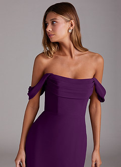 Azazie Saige Bridesmaid Dresses Grape A-Line Off the Shoulder Chiffon Convertible Dress image5