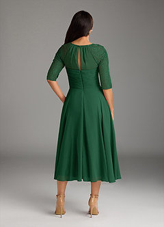 Azazie Dorothea vestidos de madre de la novia Vestido de Verde Oscuro de Gasa de Corte En A con Encaje image3
