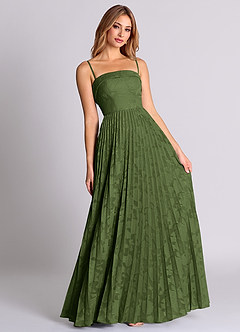 Azazie Mariana Bridesmaid Dresses Olive A-Line Strapless Floral Burnout Convertible Dress image7