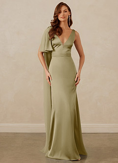 Christian Siriano Bridal for Azazie 1011 Bridesmaid Dresses Moss Green Mermaid Bow Stretch Satin Dress image1