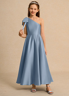 Azazie Guppy Junior Formal Flower Girl Klänningar Klä A-Line i Matt satäng Ena axeln image3