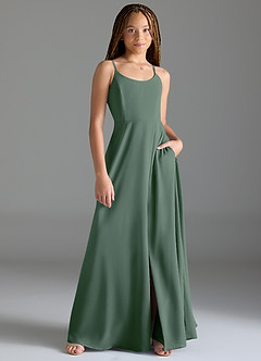 Azazie Moira Junior Agave A-Line with Pockets Chiffon Dress image1