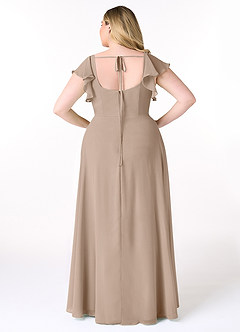 Azazie Bondi Bridesmaid Dresses Taupe A-Line Ruffled Chiffon Dress image8