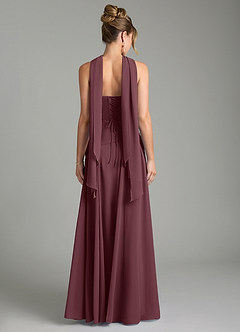 Azazie Gabriela Bridesmaid Dresses Sangria A-Line Corset Chiffon Dress image2
