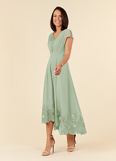 Azazie Palana Mother of the Bride Dresses Dusty Sage A-Line Lace Chiffon Dress image2