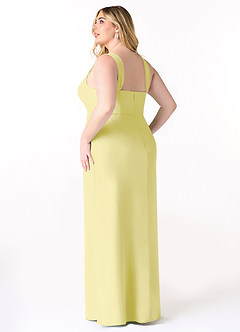 Azazie Denice Robes de demoiselle d'honneur Robe Fourreau en Mousseline de soie Plissé Sorbet Citron image12