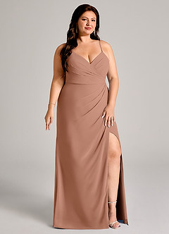 Azazie Maci Bridesmaid Dresses Bronzer Sheath Pleated Chiffon Dress image11