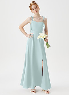 Azazie Rosey Junior Vestido de Vidrio Marino de Satén Elástico de Corte En A con Escote de Corazón image3