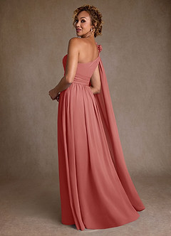 Azazie Lancaster Mère de la mariée Robes Robe Trapèze en Mousseline de soie Une épaule Antique Rose image2