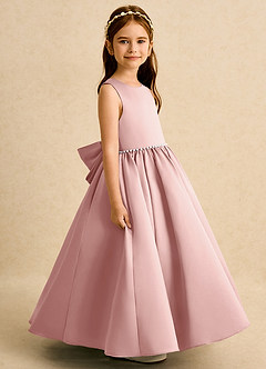 Azazie Daisies Robe Demoiselle D'honneur Fillette Robe Princesse en Mat Satiné Arc Or Rose image6