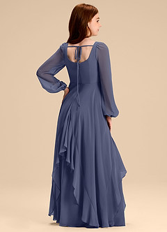 Azazie Clara Junior Abito A-Line in Chiffon Blusa Stormy image8