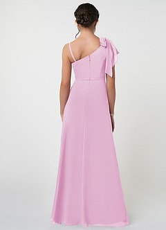 Azazie Aidy Junior Candy Pink A-Line Bow Chiffon Dress image2
