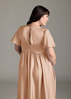Azazie Verna Maternity Bridesmaid Dresses A-Line Ruched Stretch Satin Floor-Length Dress image10