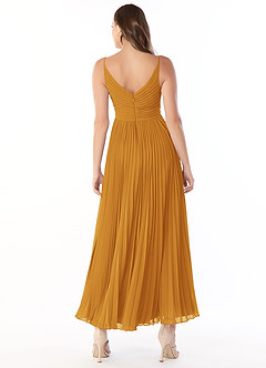 Azazie Raychelle Bridesmaid Dresses Butterscotch A-Line V-Neck Chiffon Dress image2