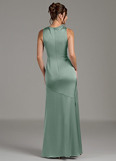Azazie Kiara Bridesmaid Dresses Silver Sage Mermaid Pleated Stretch Satin Dress image6