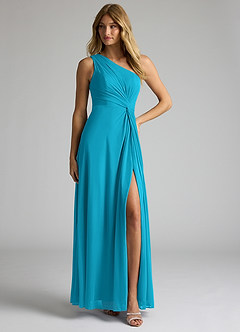 Azazie Brooke Abiti da Damigella Abito A-Line in Maglia Monospalla Giada image3