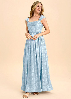 Azazie Hattie Junior Formal Klä av A-Line i Blommig Utbrändhet Plisserad image3