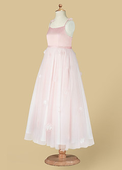 Azazie Doe Flower Girl Dresses Blushing Pink A-Line Lace Tulle Dress image12