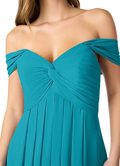 Azazie Kaitlynn Bridesmaid Dresses Jade Empire Ruched Chiffon Convertible Dress image5