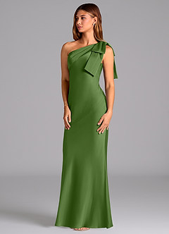 Azazie Yuanna Brudtärnklänningar Klä av Sjöjungfru i Stretch Satin Ena axeln Basilika image4