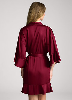 front Ruffled Satin Robe