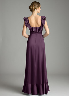 Azazie Lyra Bridesmaid Dresses Plum A-Line Off the Shoulder Stretch Satin Convertible Dress image8