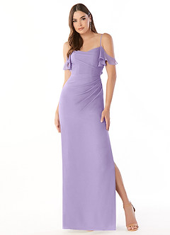 Azazie Emeralda Jurken voor bruidsmeisjes Jurk van Chiffon met Kolom Off the Shoulder Lila image3