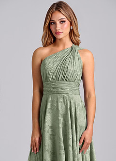 Azazie Charlize Brautjungfernkleider A-Linie One-Shoulder Blumen-Burnout Kleid Agave image6