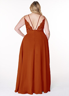 Azazie Lennon Bridesmaid Dresses Paprika A-Line Lace Chiffon Dress image8