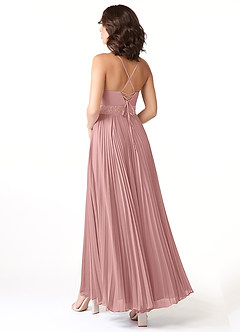 Azazie Devyn Brautjungfernkleider A-Linie Korsett Chiffon Kleid Altrosa image4