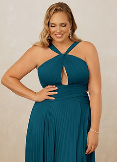 Christian Siriano Bridal for Azazie 1009 Bridesmaid Dresses Ink Blue A-Line Pleated Chiffon Dress image13