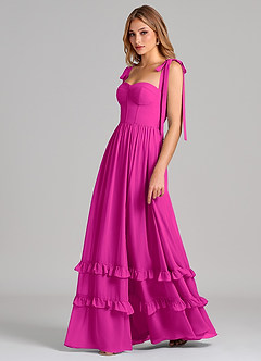 Azazie Anastacia Bridesmaid Dresses Fuchsia A-Line Sweetheart Neckline Chiffon Dress image5