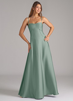 Azazie Valentine Suknie dla druhen Linia A Gorset Satyna elastyczna Do ziemi Sukienka image4