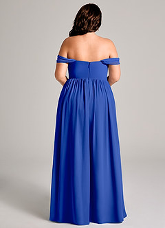 Azazie Calianna Bridesmaid Dresses Royal Blue A-Line Off the Shoulder Chiffon Convertible Dress image15