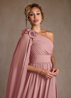 Azazie Lancaster Moeder van de bruid jurken A-Lijn Jurk van Chiffon One-shoulder Stoffige Roos image4