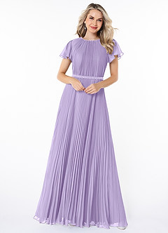 Azazie Kara Modest Bridesmaid Dresses A-Line Pleated Chiffon Floor-Length Dress image4