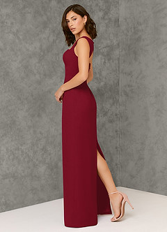 Azazie Flori Bridesmaid Dresses Burgundy Sheath Square Neckline Chiffon Dress image5