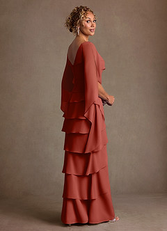 Azazie Arabinda 신부의 어머니 드레스 쉬스 셔링 쉬폰 플로어 길이 드레스 image2