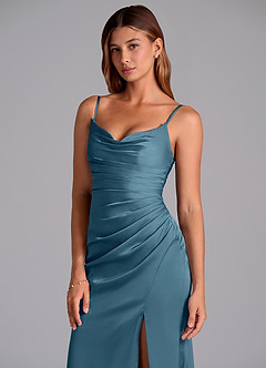 Azazie Claudelle Robes de demoiselle d'honneur Robe Sirène en Satin extensible Sans bretelle Bermude image2